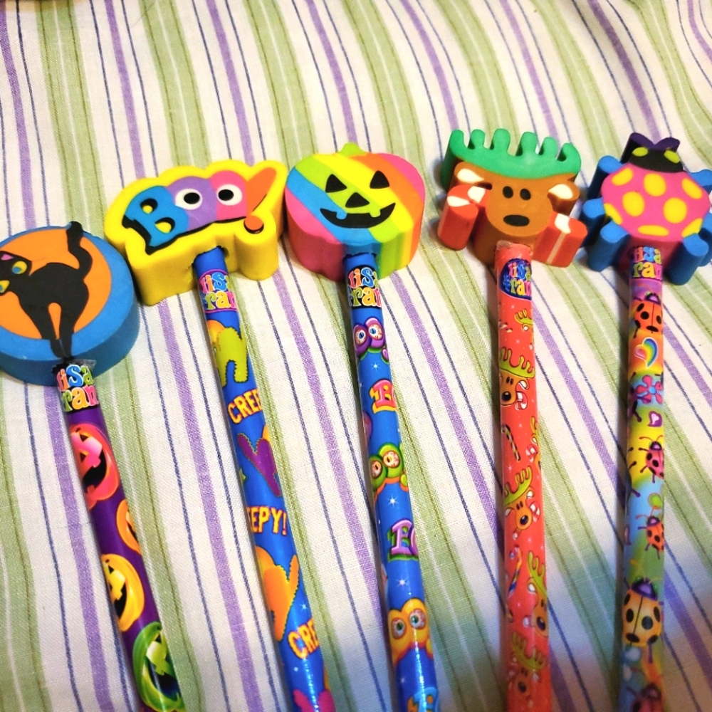 Vintage Lisa Frank Jumbo Eraser Pencils